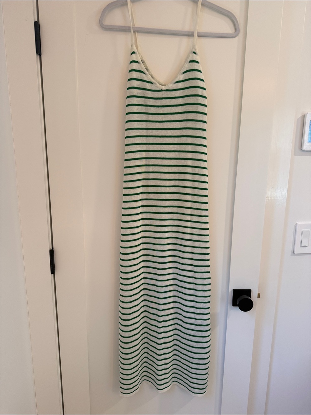 Striped Green & White Spaghetti Strap Bodysuit Dress